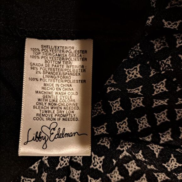 Libby Edelman sleeveless peasant top blouse tiered ruffles foral black size XL - Picture 5 of 7